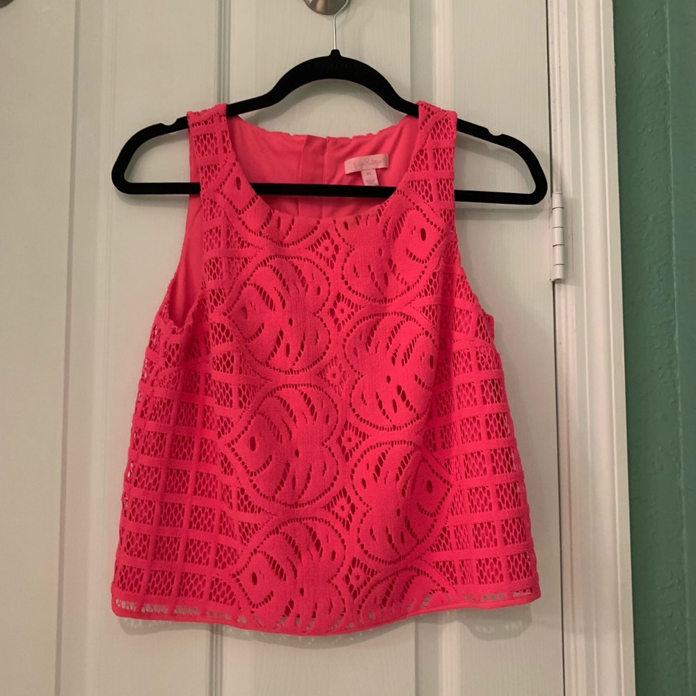 Lilly Pulitzer neon pink crop top